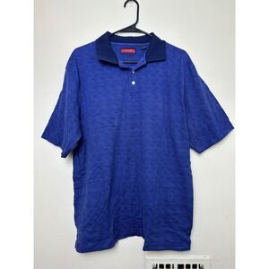 Vintage‎ Austin Reed London Mens Blue Wave Pattern Short Sleeve Polo Shirt